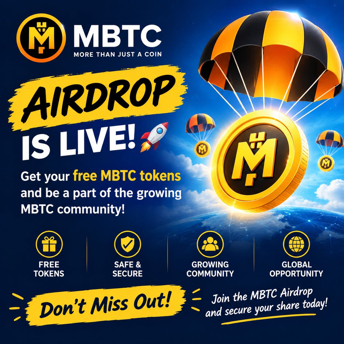 JkKaji3's tweet photo. 🚀 MBTC Airdrop is live! 🌟 Join the growing community, complete the steps, and don’t miss your chance to be part of the MBTC journey. 🔥
#MBTC #Airdrop #CRYPTONewsTalk https://t.co/xjWoTUIWk1