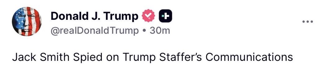 DavidYeshua4's tweet photo. President Trump just exposed Jack Smith for SPYING on his Staffer’s Communication!!! https://t.co/oiaLHjyu3r