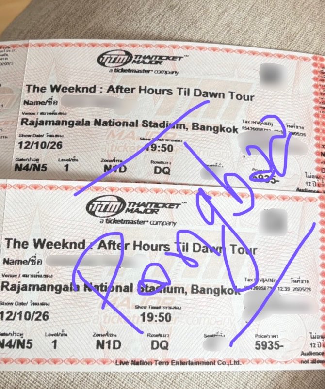 Pangbaa49's tweet photo. ปล่อยบัตรงาน The weekend รอบวันที่ 12  2ใบติด ปล่อย 8000 ค่ะ โซน N1D วิวตรงกลางติดVIP ไม่โดนบังค่ะ  

 ❤️‍🔥นัดรับแฟชั่นได้ 
❤️‍🔥สนใจทักมาสอบถามเพิ่มเติมได้นะคะ

#TheWeeknd
#CREEPYNUTS
#AfterHoursTilDawnTour
#AfterHoursTilDawnTourBKK https://t.co/KXSH6C5f8M