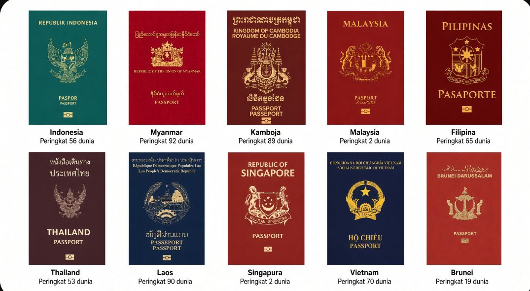 qrivasiii's tweet photo. Paspor Negara Negara di Asia tenggara, dan peringkat kekuatan nya di Dunia https://t.co/UtldQNWXnF