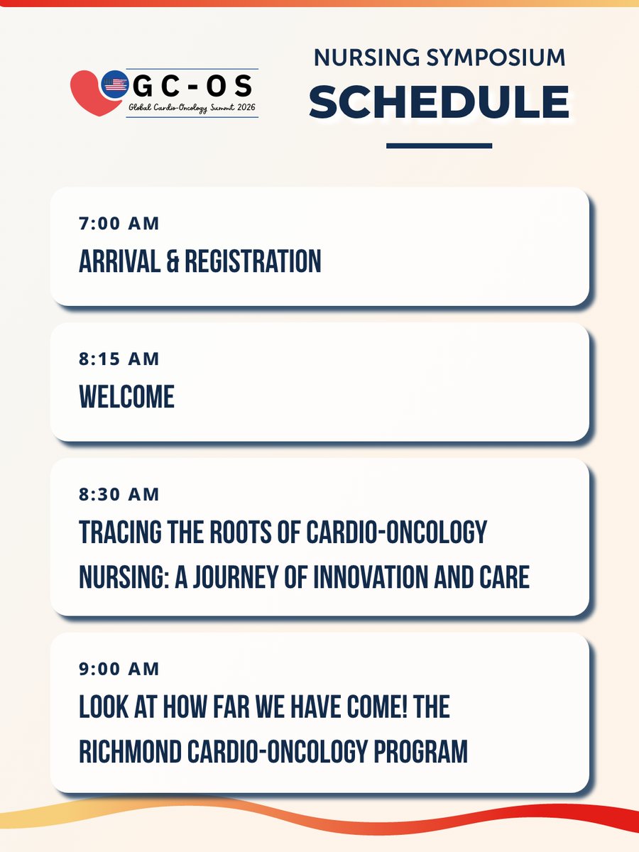 ICOSociety's tweet photo. Nurses - your track will kick off soon!
See the schedule for your day and we'll catch you in the Colony Room at 8:15AM EST.
📰 Full program: https://t.co/wXfHmRnblP
#GCOS26 #CardioOncology #CardioOnc #BasicScience #CardioOncNursing #WilliamsburgVA #Nursing https://t.co/ia5RglABA3