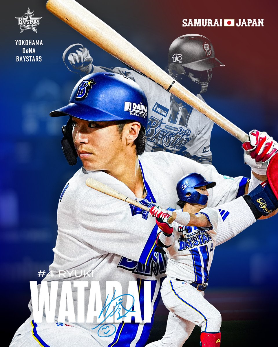 ydb_yokohama's tweet photo. 【「ラグザス アジアプロ野球チャンピオンシップ2026」侍ジャパンメンバーに3選手が選出】
11月に開催される「ラグザス アジアプロ野球チャンピオンシップ2026」における野球日本代表 #侍ジャパン （井口資仁監督）のメンバーに、#石田裕太郎 選手、#松尾汐恩 選手、#度会隆輝 選手の3選手が選出されましたのでお知らせいたします。

コメントはこちら
https://t.co/lENoEmrNg2

#baystars