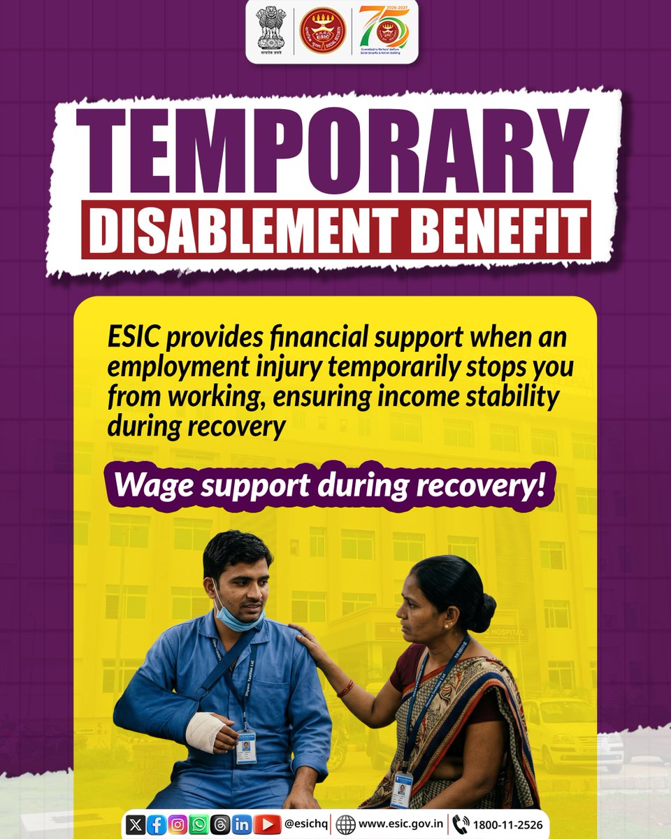 Esicokhla1's tweet photo. Know Your ESIC Benefits!
ESIC is more than just medical treatment. It provides a wide range of social security benefits like medical, maternity, sickness and many more to insured persons and their families.
#ESIC #ESICBenefits #IPWelfare #Socialsecurity https://t.co/dcIs38oXmV