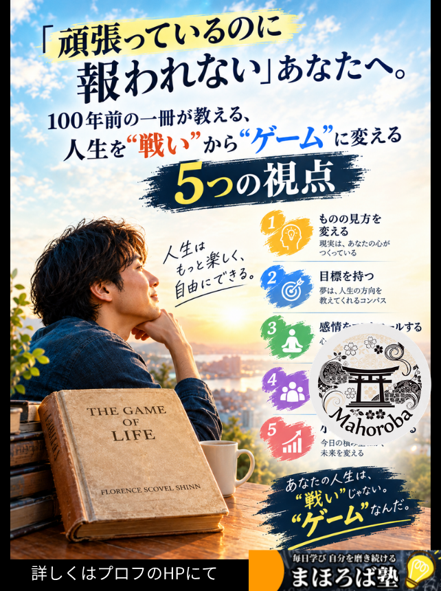 taka_peace369's tweet photo. 「もっとやらなきゃ」が口ぐせになっているなら、努力の量ではなく、努力の”前提”にズレがあるのかもしれません。
100年前、フローレンス・スコヴェル・シンは言いました。
「人生は戦いではなく、ゲームだ」と。

戦いなら、根性のある人が勝ちます。
でもゲームなら、勝敗を分けるのは「ルールを知っているかどうか」です。

本編では、彼女の教えを5つの視点に整理しました。

① 人生を”ゲーム”として捉え直す
② 自分にかける言葉を整える
③ 問題と戦わず、感情を認める（非抵抗）
④ 未来を先にイメージする
⑤ 結果が見える前に、小さな「溝」を掘る

心理学や脳科学の知見も交えながら、「信じれば叶う」で終わらせず、現実的に使える形でまとめています。

最後には、今日から始められる7日間のワークも用意しました。