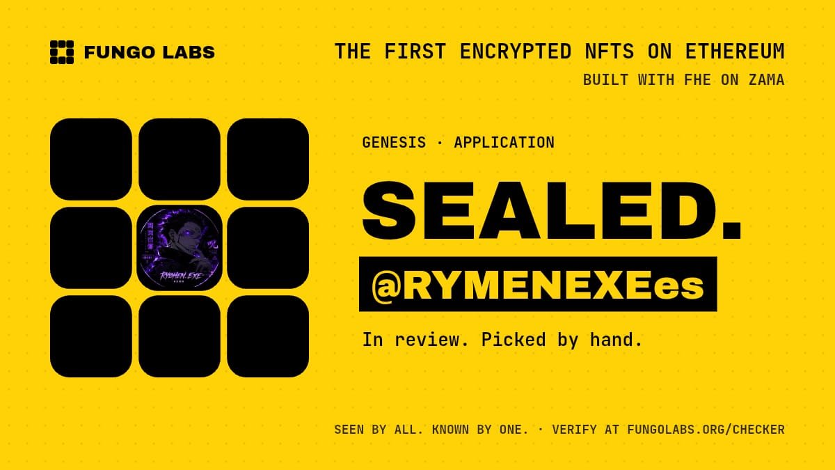 RYMENEXEes's tweet photo. Encrypted NFTs are a different kind of ownership. Not everything needs to be public, and Fungo Labs is proving that privacy can exist onchain. 🔐 This is one to watch. @fungolabs https://t.co/wjlVK4eyiO
