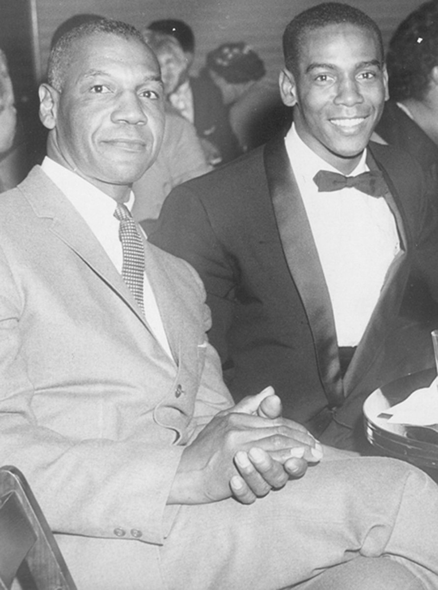 nlbmprez's tweet photo. Buck O’Neil with his young protégé, and future Hall of Famer, Ernie Banks! Buck was like a surrogate father to Ernie. He signed Ernie to the Kansas City Monarchs and then sent the talented shortstop to the @Cubs! https://t.co/Mz2csKdDi2