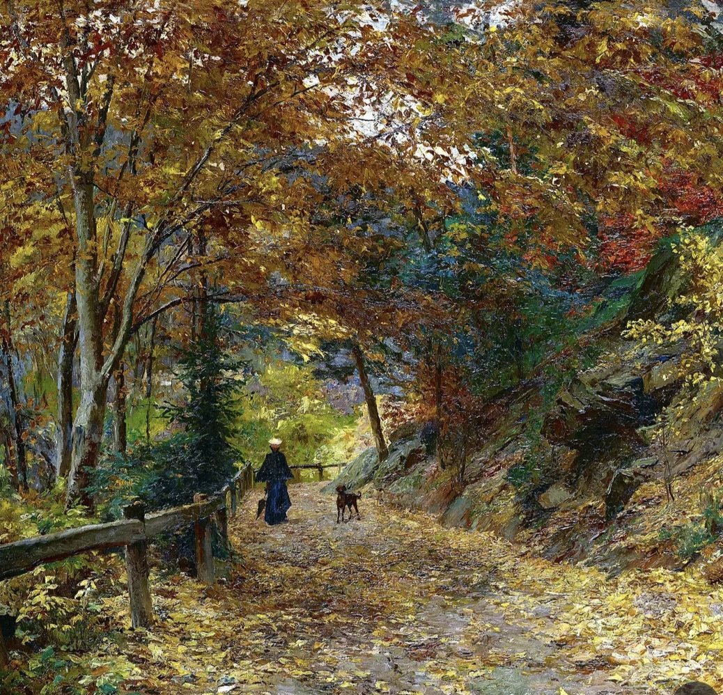 womensart1's tweet photo. Olga Wisinger-Florian
Falling Leaves, 1899
Austrian painter. The painting shows a popular woodland walk of the age near Vienna #WomensArt
#AutumnWeek https://t.co/Fi4mEFuMab