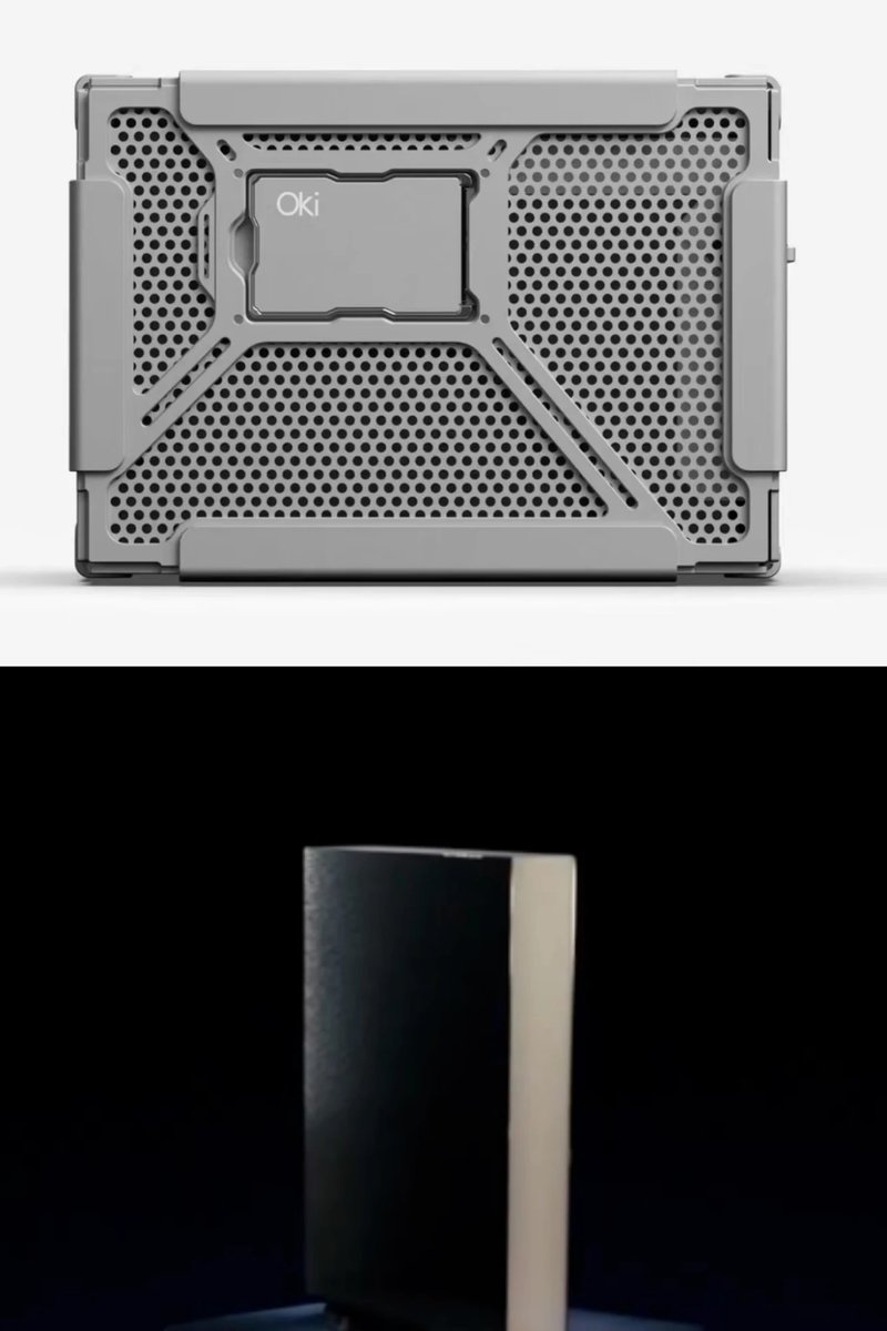 brsena1989's tweet photo. What hardware design makes more sense to you? Oki Home puts a swappable Memchip slot right on its bead-blasted aluminum front, treating memory as something you physically hold. Ghost Core sits there as a tall dark monolith built for raw compute. https://t.co/qoNoqeCBvG