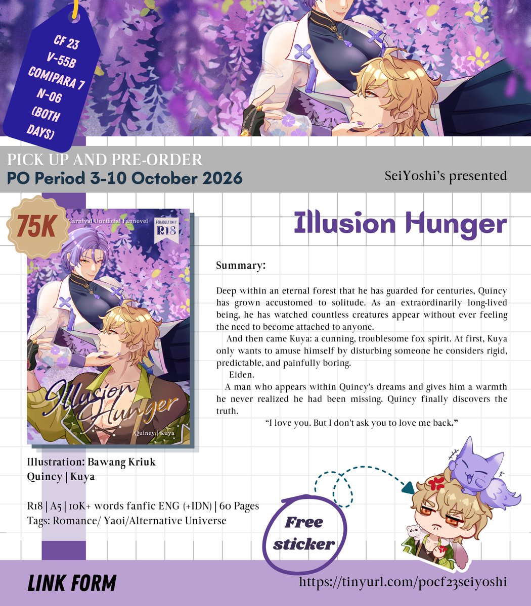 SeiYoshi245's tweet photo. [⟳/❤️ are appreciated!]

#CF23 Book Catalogue by SeiYoshi
PO for Pick-Up + Mail Order until 10 Okt '26

🍵 Circle: Love Tea
📍 Booth: V55B
📅 Both Days
🌎 ITL ORDER MIN 3 BOOKS

🔗 PRE-ORDER LINK
https://t.co/3RRCjCqVgK

[1/3]
#ハデ始 #HadesQin #テスブブ #TesBeel #ケシ玖 #QuinYa https://t.co/S1RNHoJbCv