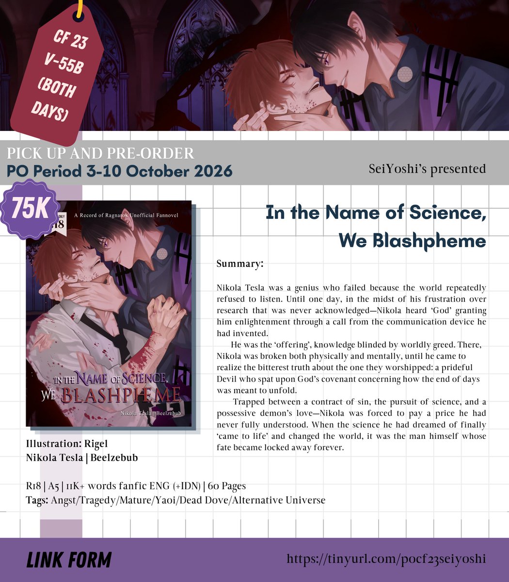 SeiYoshi245's tweet photo. [⟳/❤️ are appreciated!]

#CF23 Book Catalogue by SeiYoshi
PO for Pick-Up + Mail Order until 10 Okt '26

🍵 Circle: Love Tea
📍 Booth: V55B
📅 Both Days
🌎 ITL ORDER MIN 3 BOOKS

🔗 PRE-ORDER LINK
https://t.co/3RRCjCqVgK

[1/3]
#ハデ始 #HadesQin #テスブブ #TesBeel #ケシ玖 #QuinYa https://t.co/S1RNHoJbCv