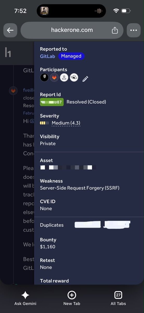 Creed0C's tweet photo. another resolved on @gitlab 

#bugbounty #hackerone https://t.co/mJCYoLqZlJ