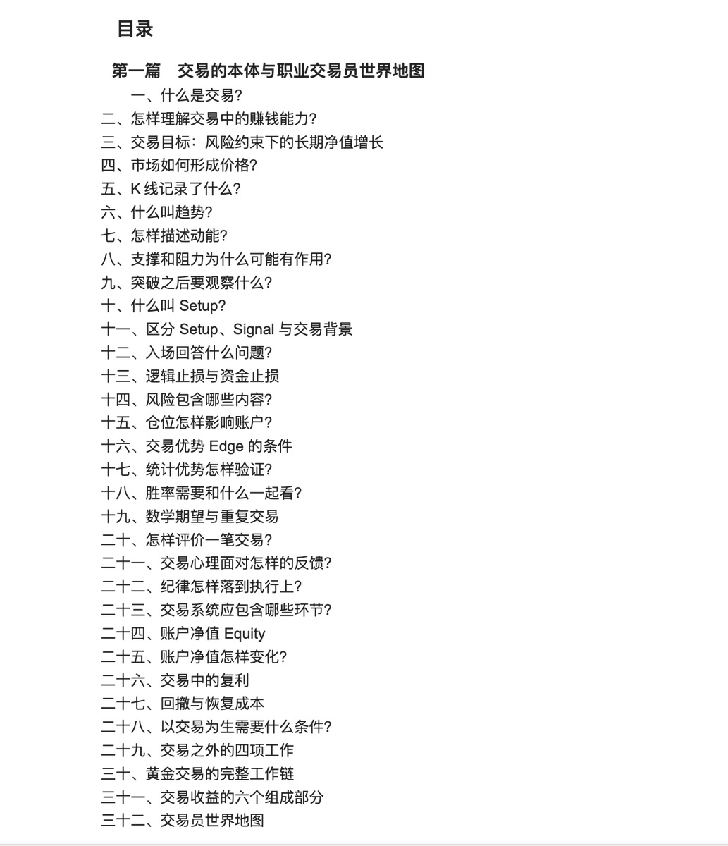 TradercBTC's tweet photo. 回来了就干正事了

第一篇建立交易员世界的正确理解和认知

第二篇建立技术派交易员的核心观察因素和变量

前两篇可以说是理解为什么交易需要edge，和技术派交易员用哪些因素组合构建edge

第三篇则告诉你如何个人如何进行量化和完成统计优势，将研究edge转化为真正的账户edge https://t.co/VJmBi6Q0EK