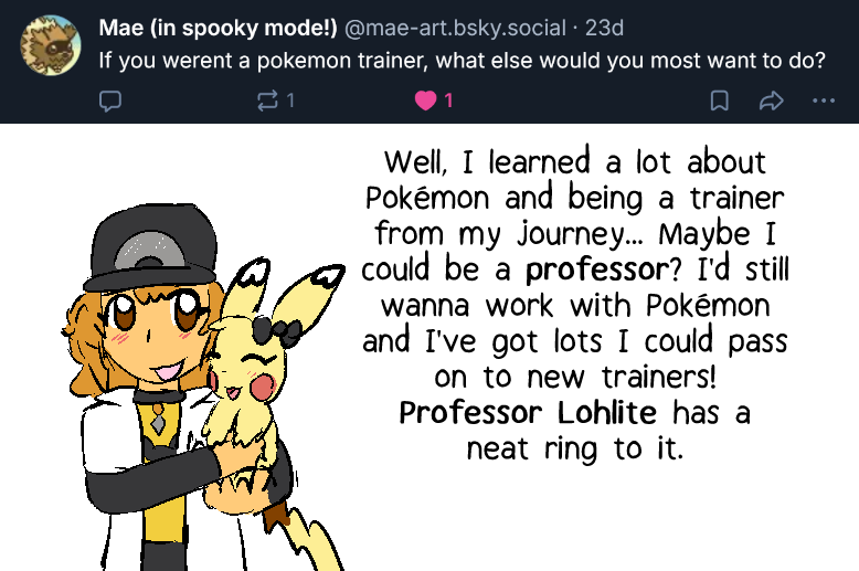 Lohlite's tweet photo. Felt like answering more of these actually, I keep thinkin' about it. Good drawing warmups that's for sure heehee.
#myart #trainersona #nitelite #pokemon #asktrainerlohlite https://t.co/272vz9QMso