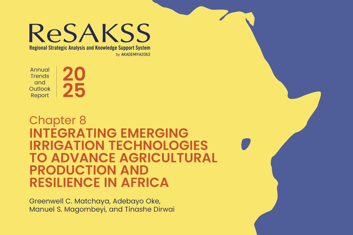 ReSAKSS's tweet photo. Integrating Emerging Irrigation Technologies to Advance Agricultural Production and Resilience
in Africa

Recent technological advancements, such as sensor-based irrigation, solar-powered pumps, and digital water monitoring systems, are reshaping and enabling improvements in yield and achieving environmental sustainability. These emerging technologies include digital agriculture, which utilizes next-generation technologies such as machine learning, artificial intelligence (AI), the Internet of Things (IoT), big data analytics, and remote sensing. 

Often associated with concepts such as “Agriculture 4.0” and “Smart Agriculture Transformation” (SAT), these technologies enable real-time optimization of water resources, reduce energy expenditure, and connect farmers to weather data, market prices, and advisory services via mobile platforms. 

#ATOR (Chap. 8): https://t.co/gmhn5aZ5X4