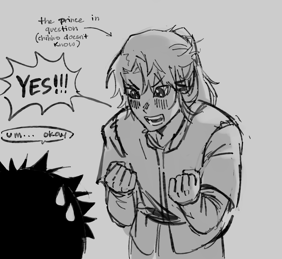knightcoffin's tweet photo. i gotta do everything myself around here...

i imagine hakuri sneaks out of the castle regularly and one time he got attacked by bandits as chihiro was passing by. chihiro saved him and hakuri was super impressed, and begged his father to let chihiro become a knight at the castle https://t.co/U2X9NT6NUm