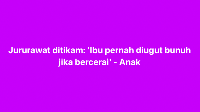 SinarOnline's tweet photo. Jururawat ditikam: 'Ibu pernah diugut bunuh jika bercerai' - Anak

KOTA BHARU - Enggan menerima hakikat rumah tangga bakal berakhir dipercayai menjadi punca seorang jururawat ditikam suaminya sebanyak enam kali dalam kejadian di Kampung Padang Lepai, Kadok di sini pada Isnin.

Anak sulung mangsa yang ingin dikenali sebagai Nik, 19, berkata, laporan polis pernah dibuat sebelum ini selepas bapa tirinya yang berusia 52 tahun itu didakwa mengugut untuk membunuh ibunya, 44, jika memilih untuk bercerai.

#SinarHarian #Threads #jururawat #tikam #cerai #suami #Kelantan