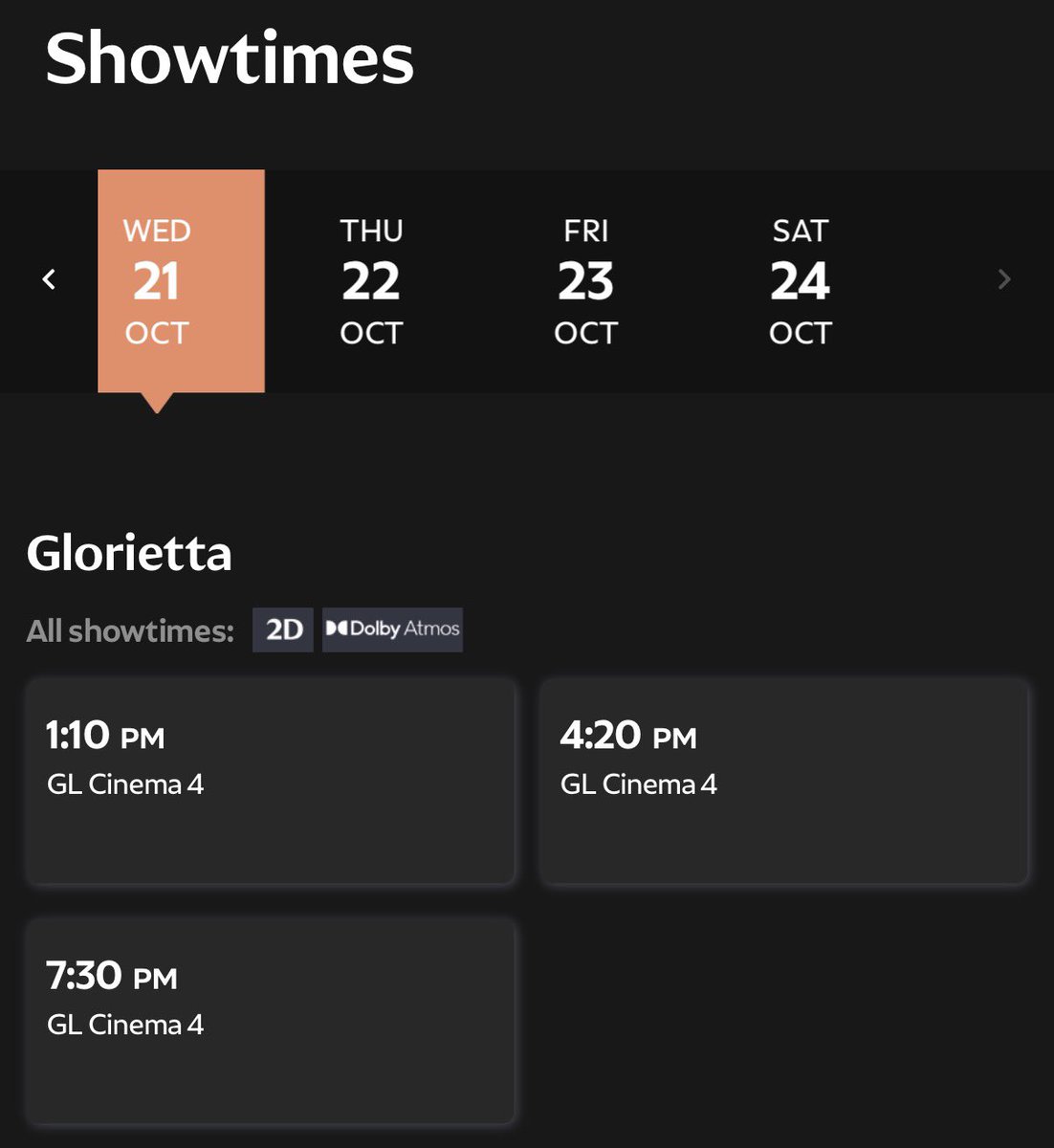 RGCUPH's tweet photo. Tickets for "La La Land" are now available on the website for Glorietta Cinema! 

Showtimes are available in 2D with Dolby Atmos. Check ayala access for available dates and book your tickets! 🎬 https://t.co/tN8rs8qKJW