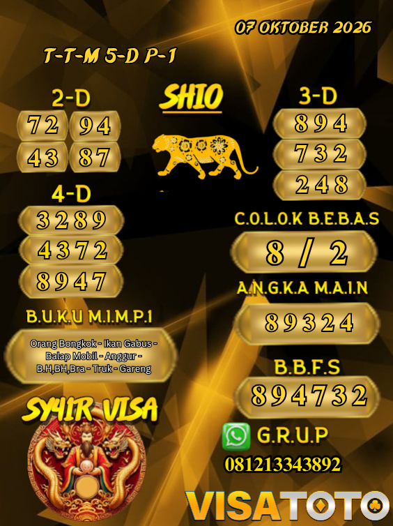 PrediksiVisa's tweet photo. PREDIKSI VISATOTO HARI INI 07 OKTOBER 2026
PASARAN : TOTOMACAU 5D P1

SALAM JACKPOT &amp; TETAP UPS BOSSKU !! 🥰🥰

#visatoto #AngkaMain #ColokBebas #Prediksijitu https://t.co/sZjs5sJY48