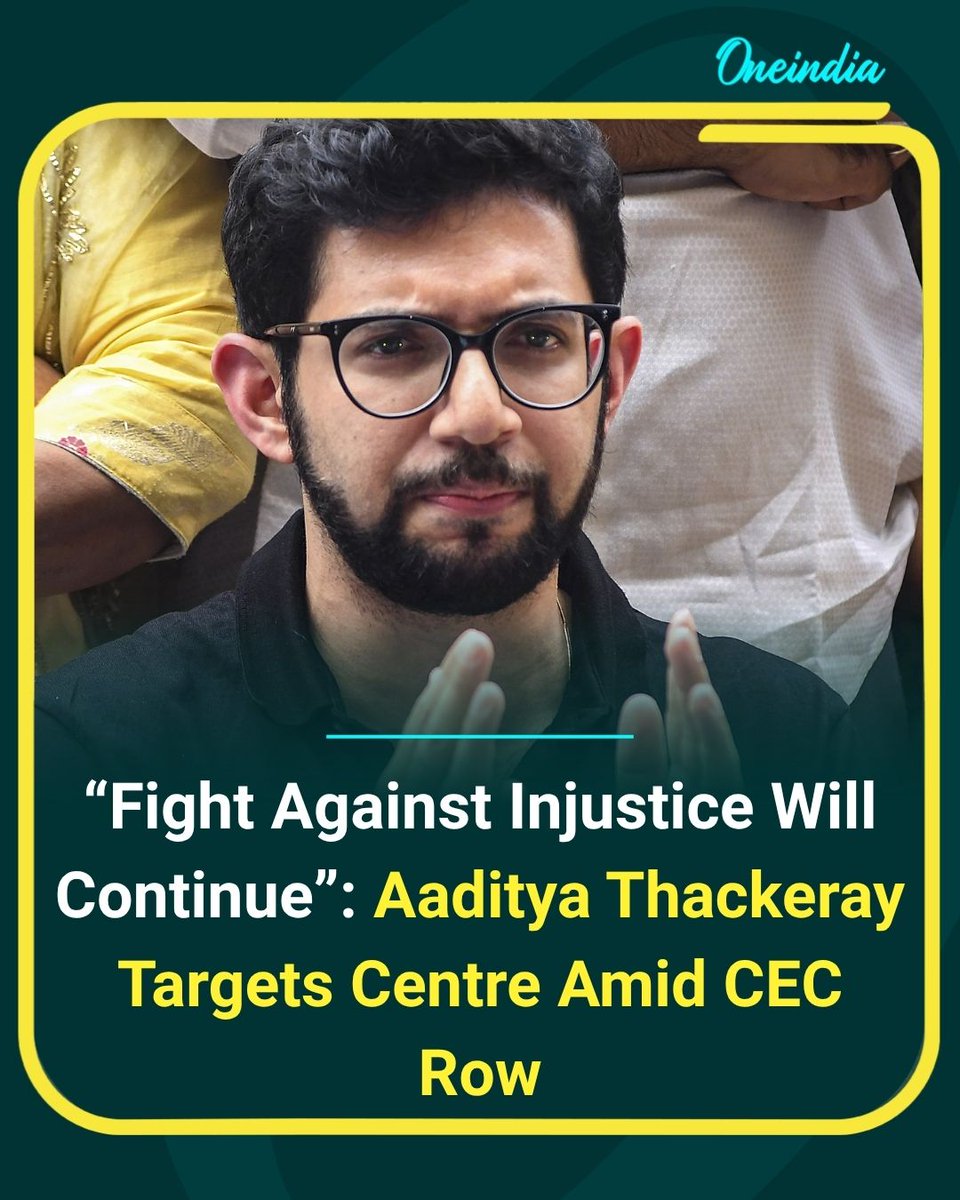 Oneindia's tweet photo. Aaditya Thackeray says the fight against injustice will continue as the political row over the Chief Election Commissioner intensifies.

#AadityaThackeray #CEC #ElectionCommission #PoliticsToday #OI https://t.co/0Wj8lfGsD0
