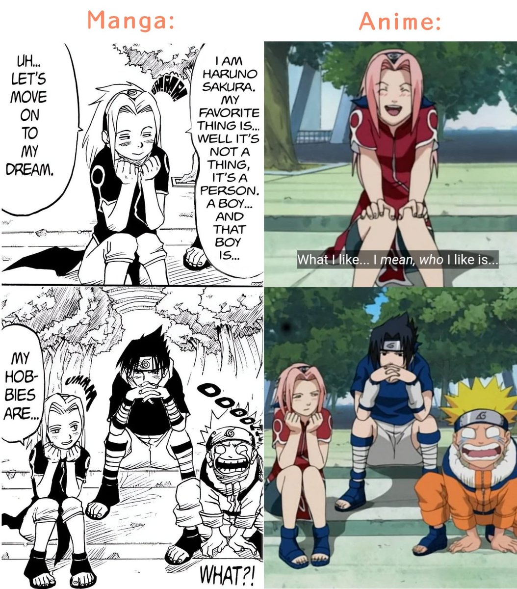 skygoesup's tweet photo. This is true. SP cut many of Sasuke’s responses to Sakura flirting with him or him being positive toward her, like when he subtly smiled and blushed after praising Sakura. Glad Kishi can finally restore in live action what the anime removed due to the studio’s bias against Sakura https://t.co/TiWh3pzOes