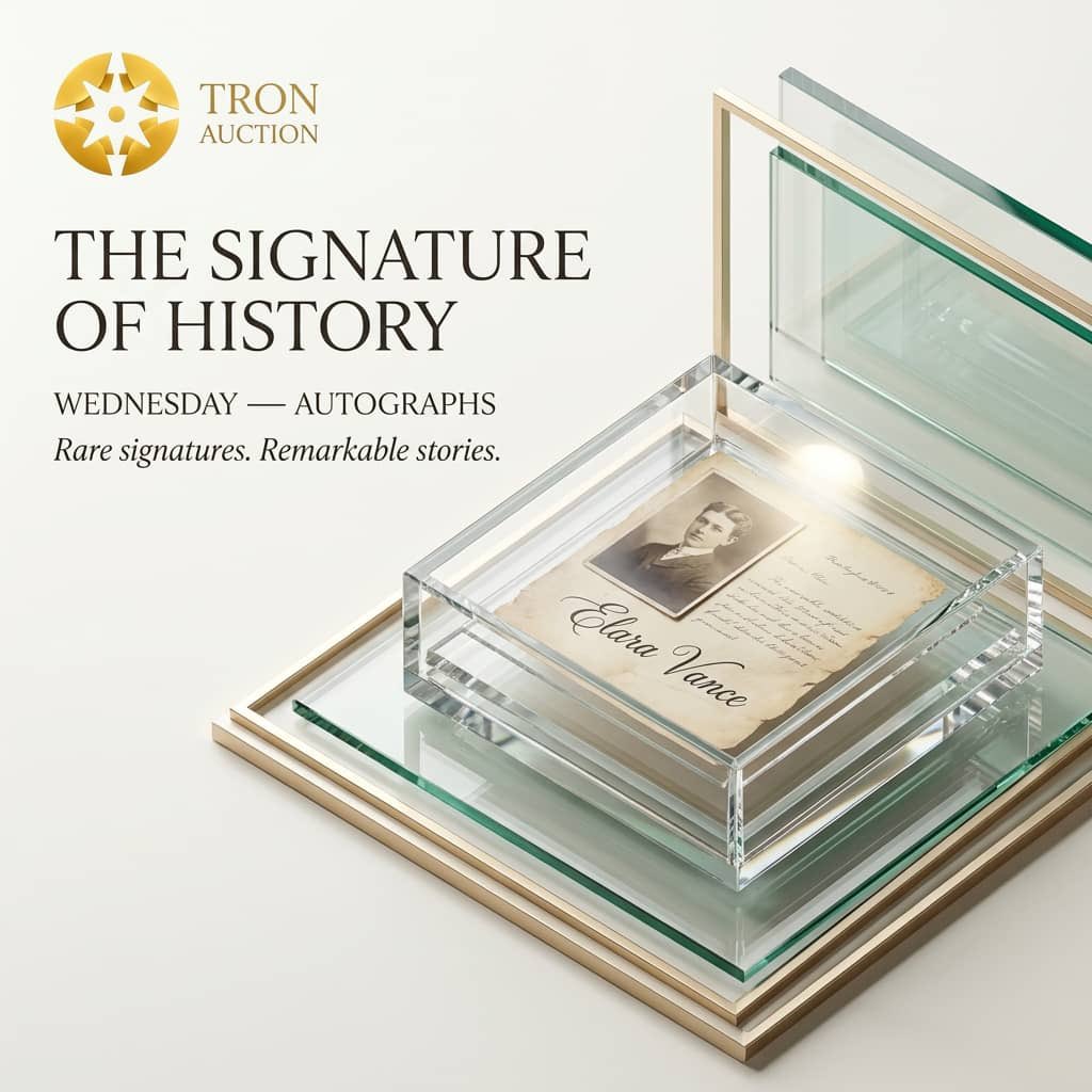 TeraTronAuction's tweet photo. Some signatures are more than ink — they are pieces of history. ✍️✨

This Wednesday, discover rare autographs and remarkable memorabilia curated for collectors who value authenticity, legacy, and rarity.

TRON AUCTION — Where history finds its next collector.

#TronAuction https://t.co/ijphqYfno8