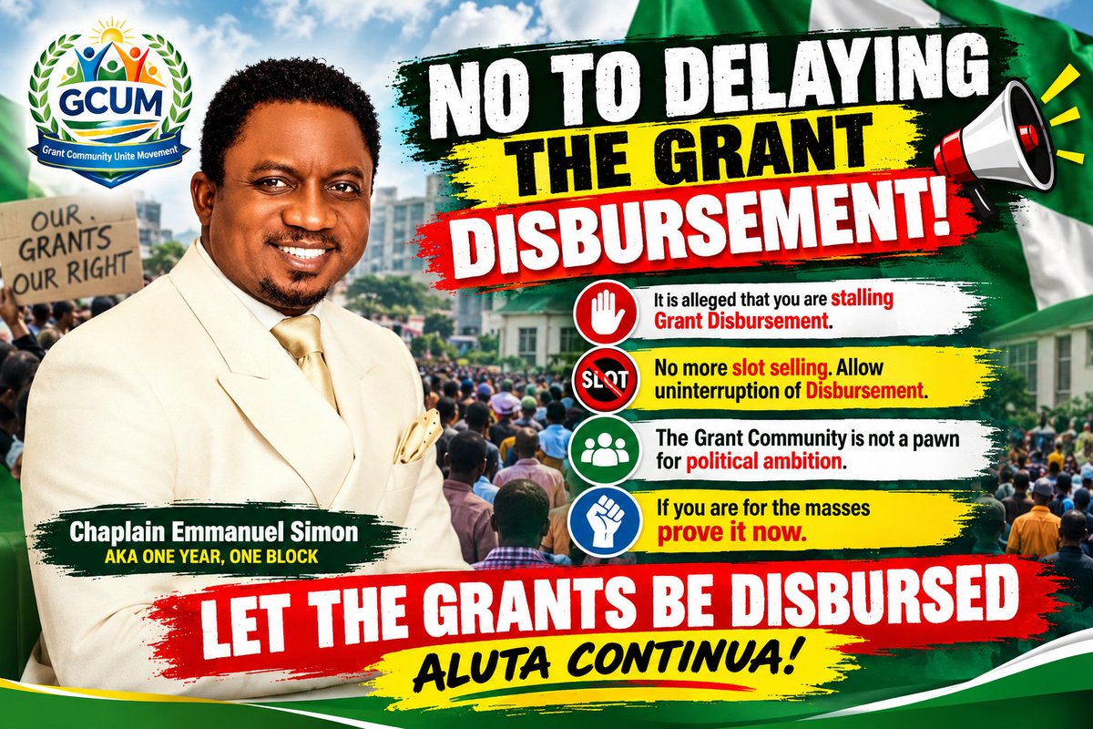 GrantCommuUnite's tweet photo. NO TO DELAYING GRANT DISBURSEMENT! 
The Grant Community deserves action, not prolonged delays. If you truly stand with the masses, prove it through timely disbursement.
ALUTA CONTINUA!
#GCUM #DisburseGrants #GrantTransparency #NoMoreSlotSales #JusticeForTheMasses #AlutaContinua https://t.co/X6WD6yjxuE