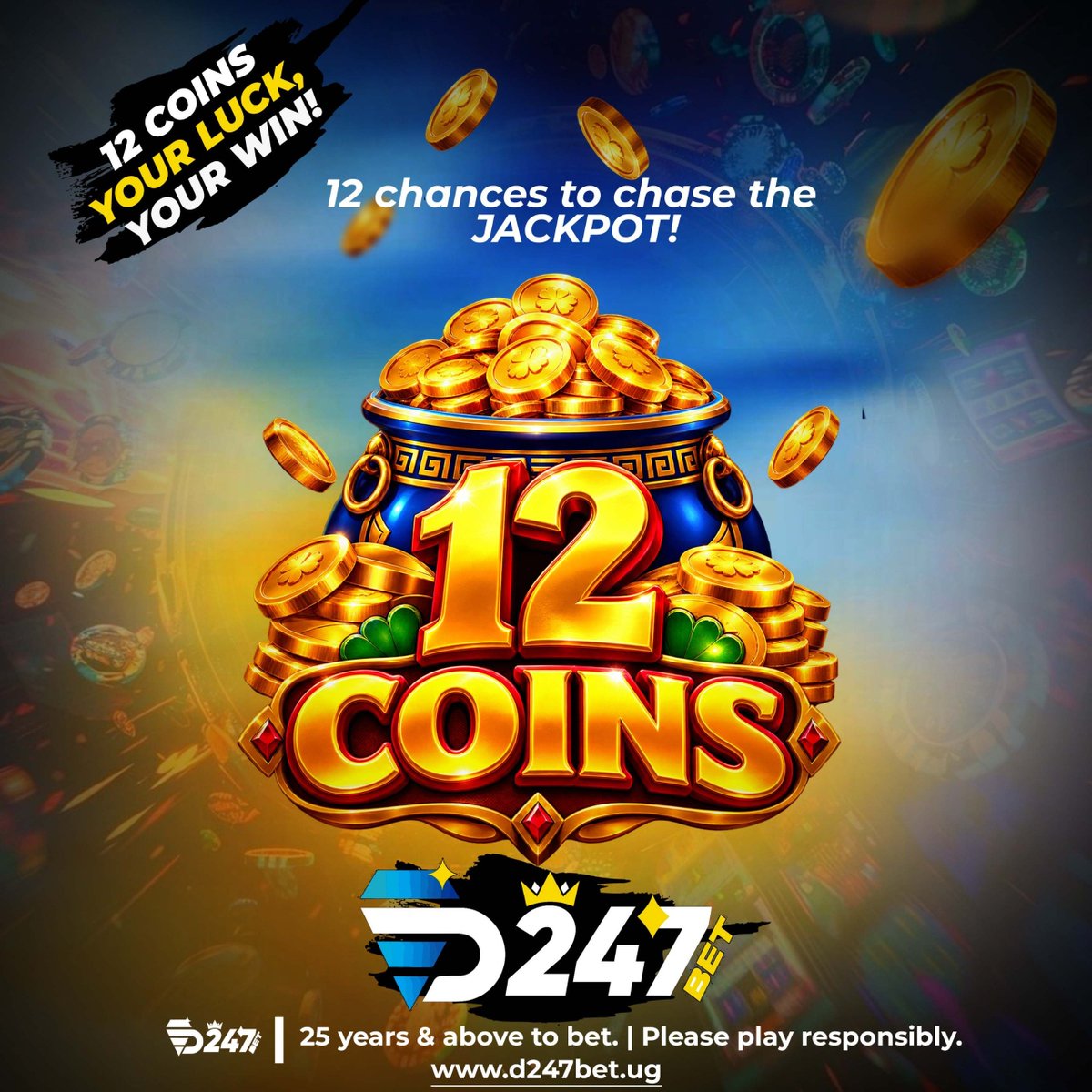 D247bet's tweet photo. 🪙✨ 12 COINS, 12 CHANCES TO FEEL THE THRILL! 💰🎰
Ready to spin into the excitement? Let the coins roll! 🔥
25+ | T&amp;Cs Apply | Please play responsibly. https://t.co/lTC5IawmEZ