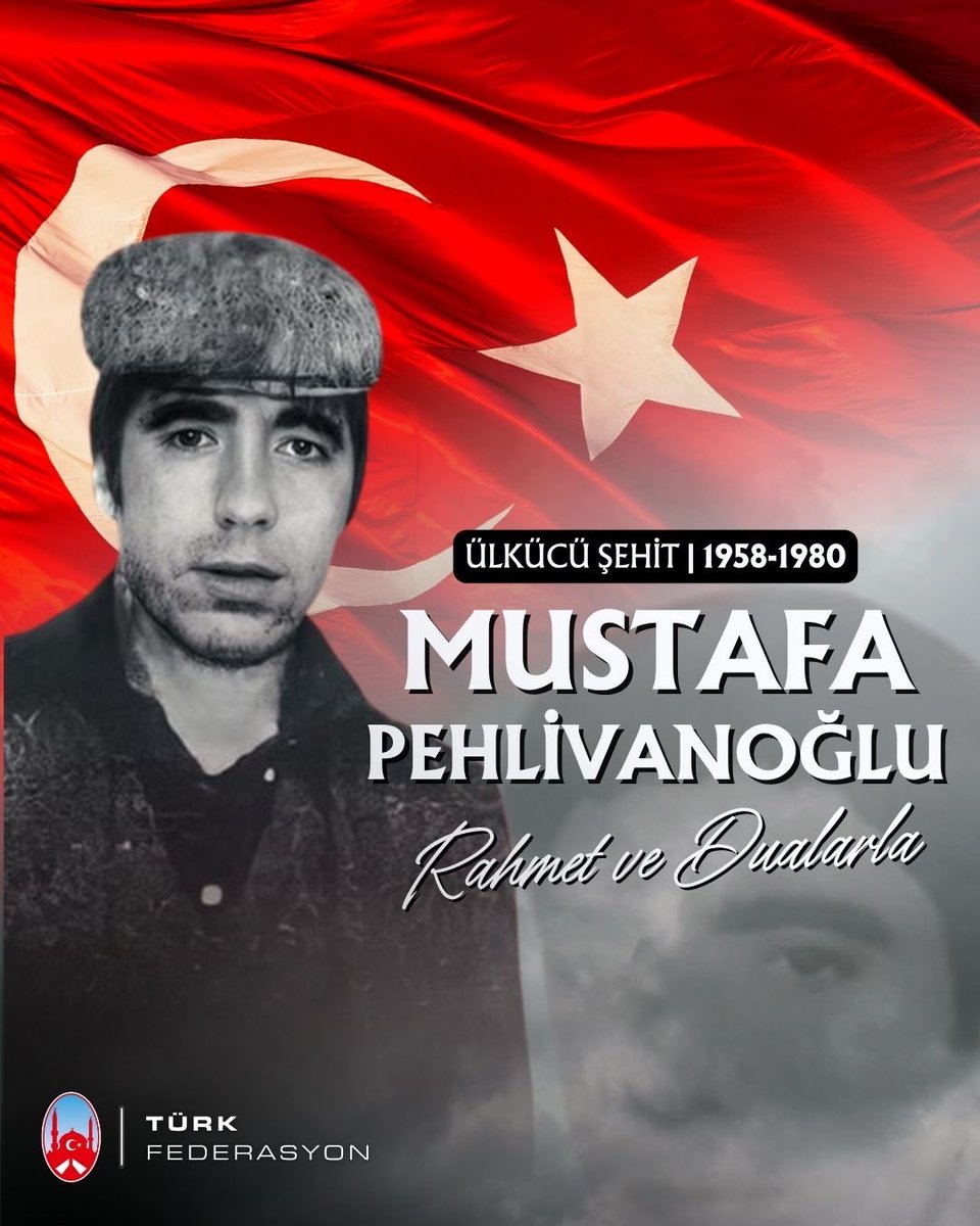 Turk_Federasyon's tweet photo. Vefatının sene-i devriyesinde Ülkücü Şehidimiz Mustafa Pehlivanoğlu’nu rahmet ve dualarla anıyoruz. Aziz ruhu şad, mekanı cennet olsun.
#AvrupaTürklügü
#ÜlkücüSehit #MustafaPehlivanoglu https://t.co/Q8Gmc1YlN5
