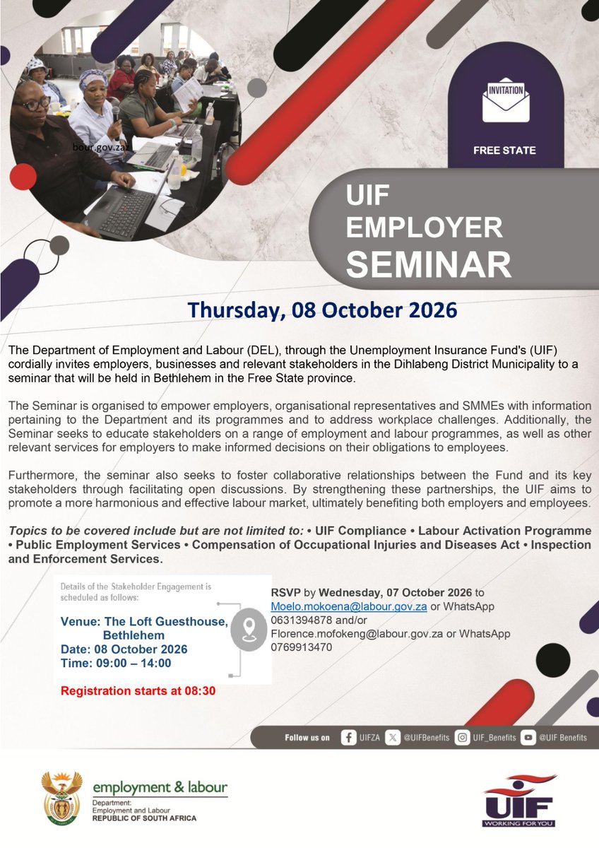 deptoflabour's tweet photo. [Happening Tomorrow]
#Yazini #ServicedeliveryZA #GovZAUpdates https://t.co/CqqHMWT2l5