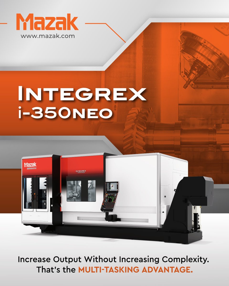 MazakIndia's tweet photo. More operations. More output. One powerful platform - The INTEGREX i-350 NEO.
This state-of-the-art technology combines multitasking capabilities with advanced machining performance to help you achieve more in fewer setups.
#Mazak #INTEGREX #Multitasking #AdvancedMachining https://t.co/3CIQAubnLO