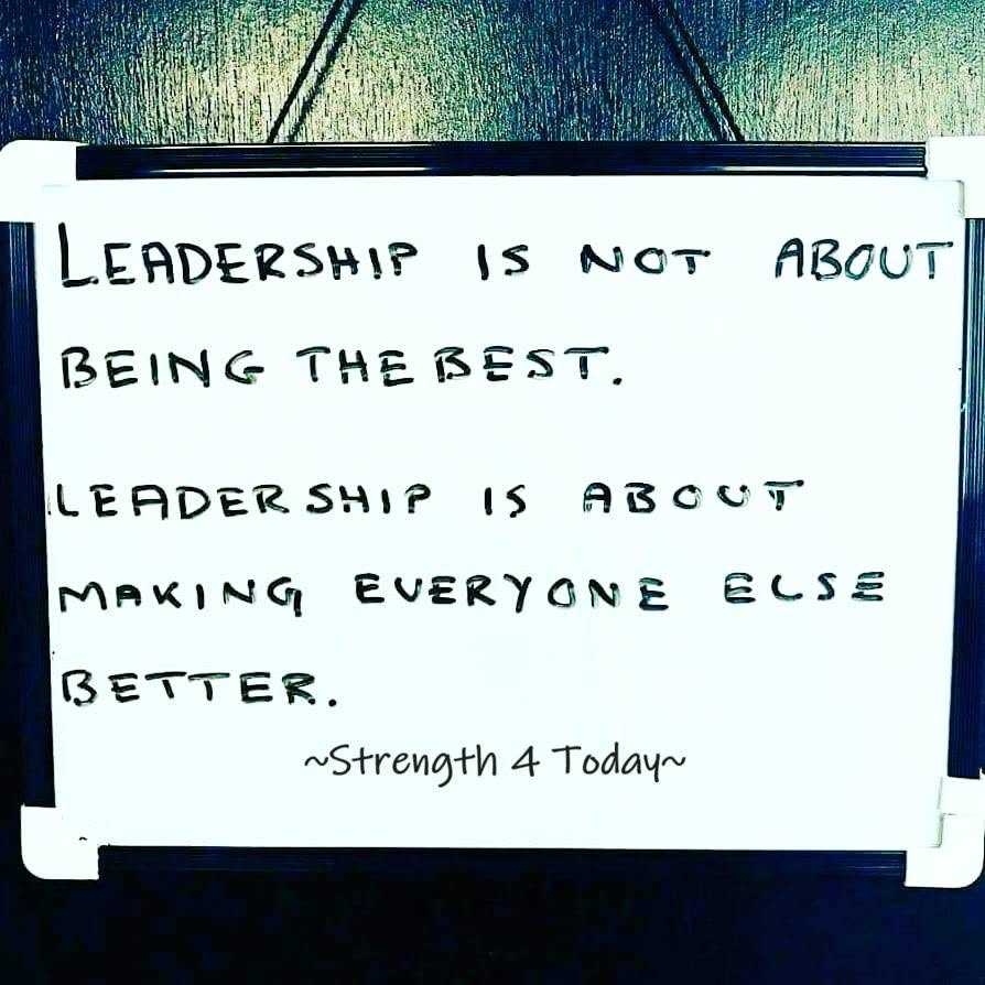 Strengthfor2day's tweet photo. Leadership Is Not About Being The Best.
Leadership Is About Making Everyone Else Better.
#Leadership #Better #Encouragement #LiftingUp #Improvement #RecoveryPosse #Strengthfor2day https://t.co/PsU5RxqvjQ