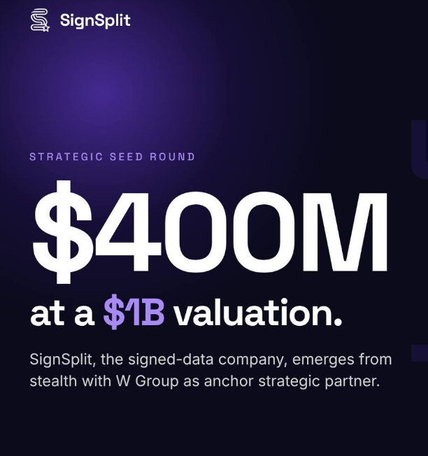 iamJimmyWIN's tweet photo. SignSplit emerges from "under the radar" stealth with a $400 million total investment commitment from W Group (conglomerate around @WhiteBit) in a strategic seed round, at a $1 billion valuation. 

When the venture started in 2024, it was building for where AI was going, not where it was. The next generation will need more than additional data: real-world data with clear provenance, permission and rights attached. That is "signed data." 

Thanks @almonterosso & Glib Denisov for leading this investment and vision, along with Dr. @AlhemairyM from UAE; I'm honored to be part of this global team. 

And BIG thanks @volodymyr_nosov & W Group for believing in SignSplit's mission to be infrastructure for the "signed-data economy" - a #blockchain foundation for verified truth in the #AI world to WIN.

FULL announcement: https://t.co/ifo4N6QRhk