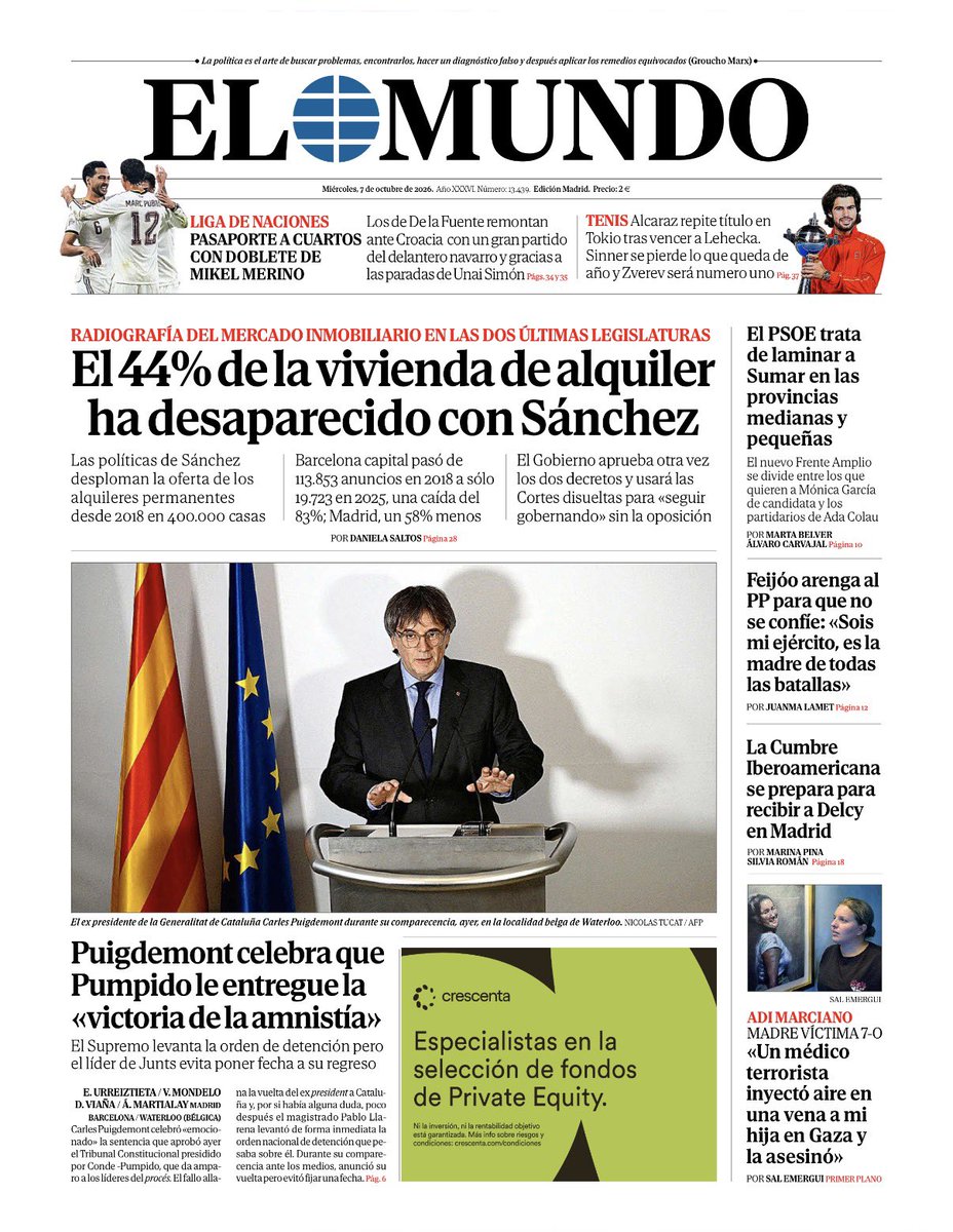 elmundoes's tweet photo. ☕  ¡Buenos días!
📰 La portada de El Mundo https://t.co/dQw3nNwpYN