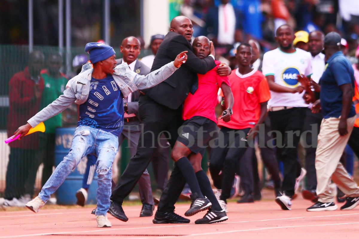 EricNjiiru's tweet photo. Kariobangi Sharks-Mombasa United

The league and fixtures committee is awaiting the reports from the referees, security and medical teams so that they can set up a hearing where both teams will also make their submissions. A hearing and determination are expected as quickly as possible.

The rest of the FKF Prem will start as scheduled this weekend. 

[Images: Standard Paper/Stafford Ondego]