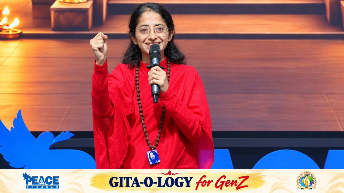 PEACEprograms's tweet photo. A) Modern Arjuns Unleashed High Josh at 🔥 “GITA-O-Logy for Gen Z"! 🚩 Catch highlights from the power-packed event hosted by PEACE Program at #BharatMandapam, New Delhi. The event brought deep learnings from #BhagavadGita to help #GenZ deal with modern life challenges. https://t.co/N2NskpoUhq