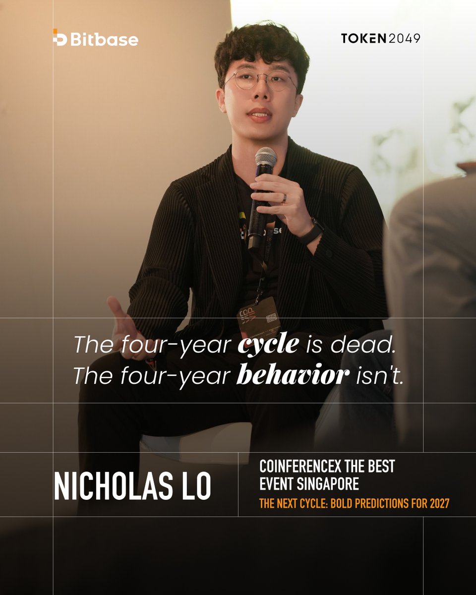 Bitbase_Ex's tweet photo. 🇸🇬 Bitbase at #TOKEN2049 Singapore | Insights

"The four-year cycle is dead. The four-year behavior isn't." — Bitbase CBO Nicholas @nic_web3 at CoinferenceX.

🌙 Tonight: Nicholas will attend the Crypto Banter special networking dinner sponsored by Bitbase @ Mandala Club!

Adhering to the essence of trading, moving ONWARD together! 👇
