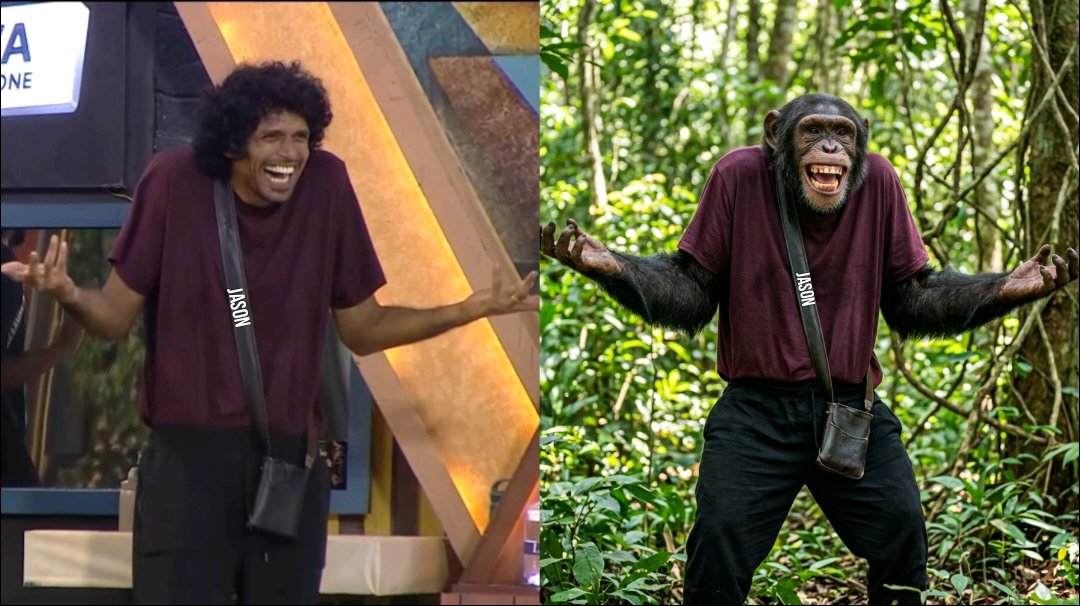 EmpteBoss's tweet photo. Can you spot the difference? 🤧 Who is Jason? 😂

Sorry, chimpanzee 🙏🏻 Intha coward kooda compare panna vendiyadha pochu. Please forgive me! 😔

#BiggBossTamil10 #Jason https://t.co/V5CC1C0nBm