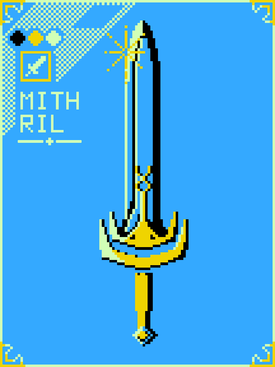 Tukeyaki_blade's tweet photo. 幻想の刃、蒼く輝く

《ミスリルソード》
#ドット絵 
#pixelart https://t.co/07hZYLfCmt