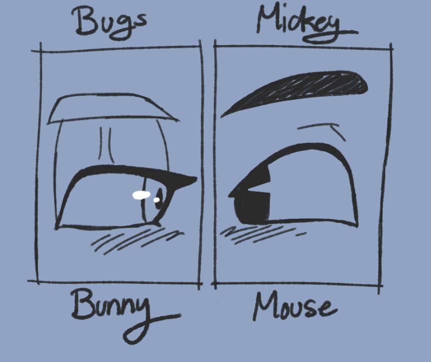 astromonkeyking's tweet photo. I’ll share my human Mickey soon but here’s the difference between Bugs and Mickey’s eyes <33
#looneytunes #mickeymouse #bugsbunny #overworkedmascots https://t.co/C1Wc24PWmW