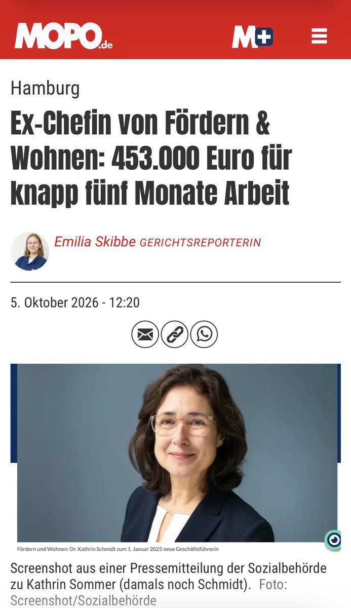 Spreeathen1's tweet photo. Der Skandal in Hamburg um das städtische Unternehmen „Fördern & Wohnen“ weitet sich aus. Mittlerweile berichten auch der Focus und die Hamburger Morgenpost über die Enthüllungen des @glut_magazin. Eine Geschäftsführerin war lediglich 5 Monate im Amt, kassierte dafür aber 453.000 Euro. Bezahlen darf das der Steuerzahler. Die ganze Geschichte hier: https://t.co/qmEMMKGTCs