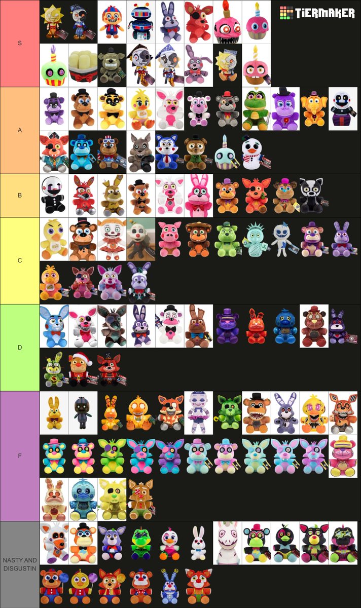 DemontaeOG's tweet photo. FNAF Plush Tier List!!! https://t.co/yLJ47ii8sa