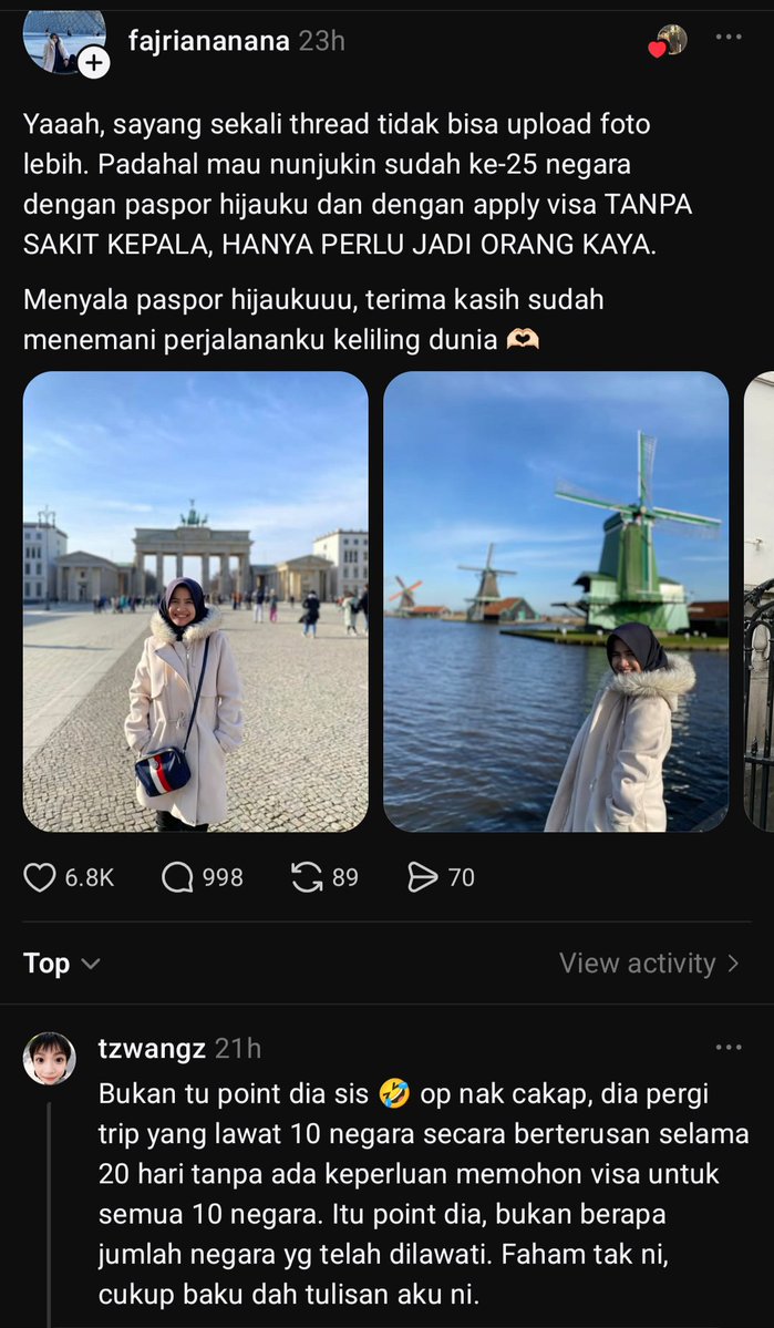 ZacZakirin13's tweet photo. Benda lawak aku baca kat Thread hari ni.

1. Masalah pemahaman yang cetek.

2. Ada comment pasal "Perlu jadi orang kaya". Tapi tudung dan jacket sentiasa sama kesemua negara.

Pakej siap tak gosok lagi awning tudung tu. Org Malaysia ni bab membahan, mmg A. 😆 https://t.co/xlWBuRulkN