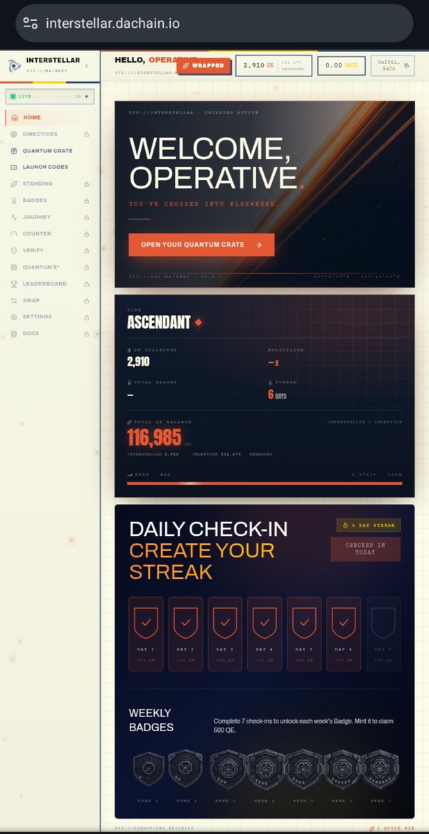 FutureFableEXE's tweet photo. π Don't forget to complete your daily check-in and claim your free Quantum Crate on DAC Interstellar today! Keep that streak going and stack those rewards! πβ¨
@dac_chain
#DACInterstellar #QuantumCrate #DailyCheckIn #Crypto #Airdrop #DAChain https://t.co/z32e75oBIV