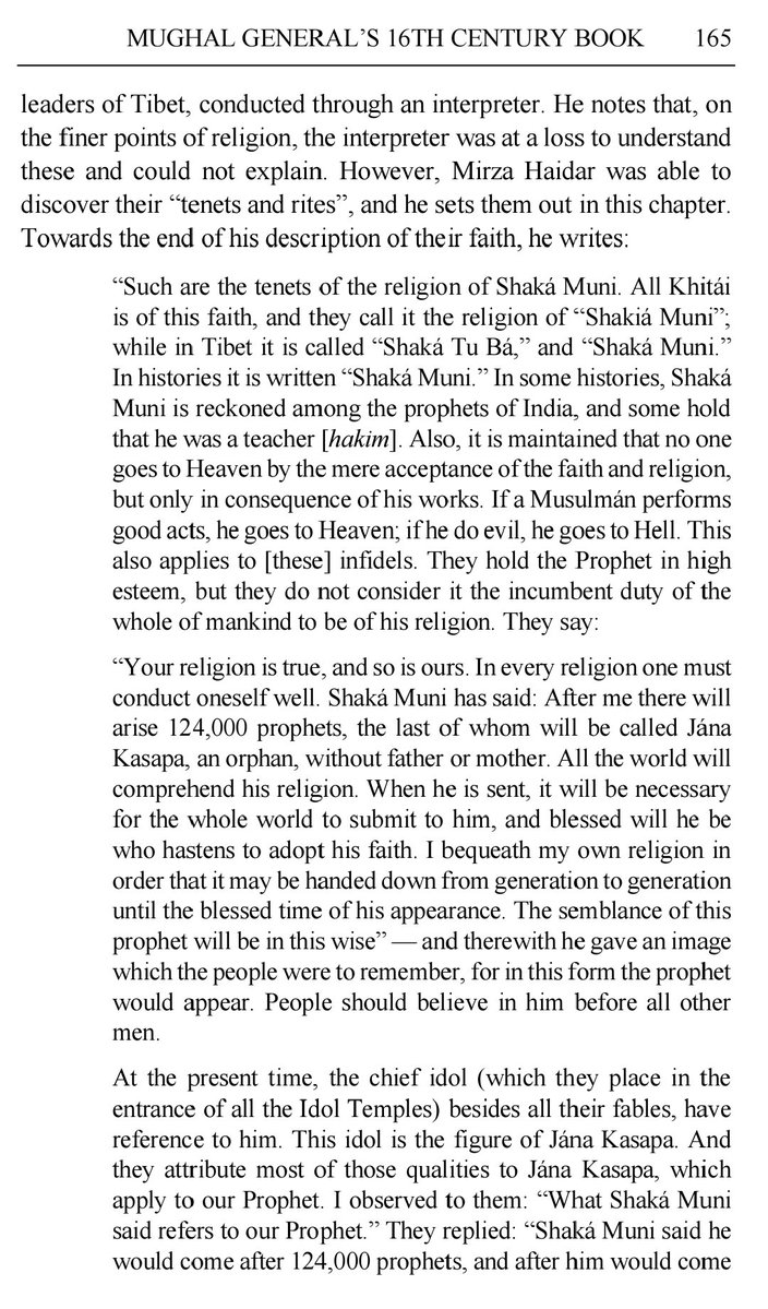 HasnainWizard's tweet photo. Dr. Zakir Naik is not first person to theorize that Prophet Muhammad is mentioned in Buddhist scriptures. 

Cousin of Emperor Babur &amp; ruler of Kashmir in 16th century i.e Mirza Muhammad Haidar Dughlat in Tarikh-i-Rashidi also believed that Buddha had predicted coming of Muhammad. https://t.co/gb2506buJr