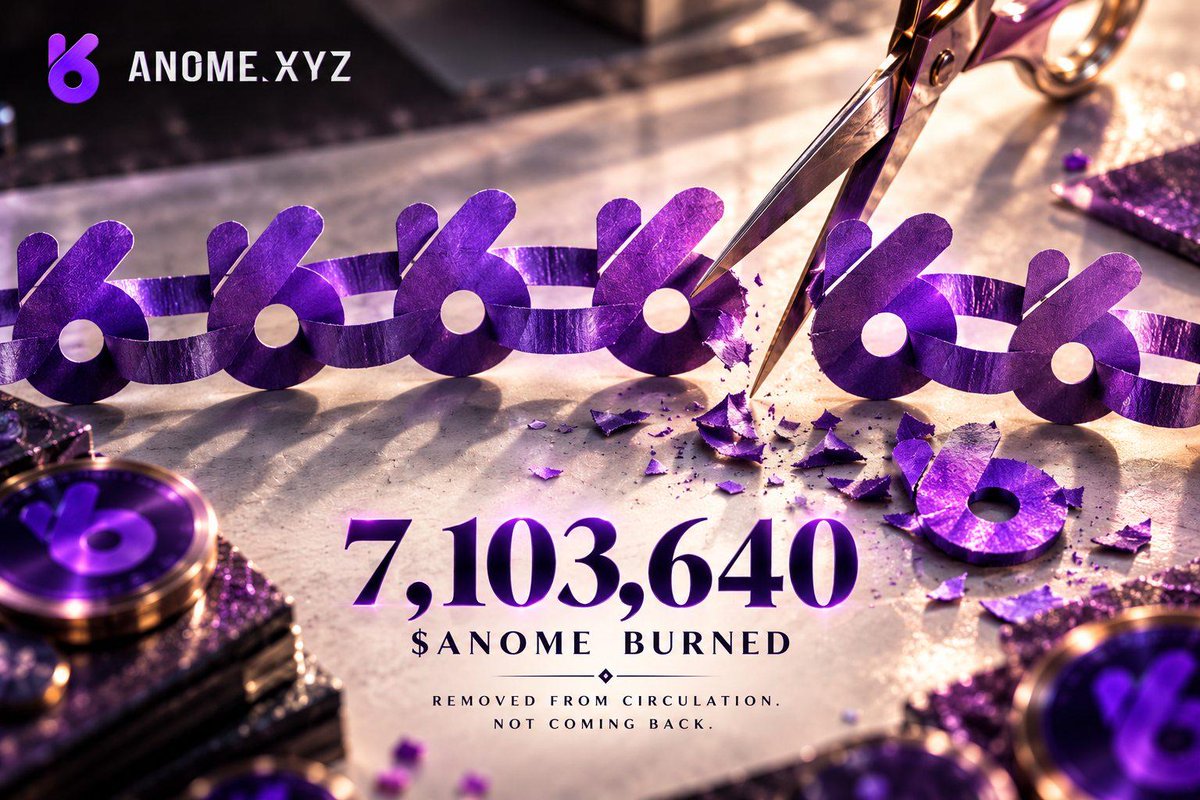 Anome_Official's tweet photo. ✂️ ONE CUT. ONE LESS LINK.

7,103,640 $ANOME have been burned and permanently removed from circulation.

Once the link is cut, it doesn’t return. 💜

#ANOME #TokenBurn #Web3 #GameFi https://t.co/hOUNIooFxK