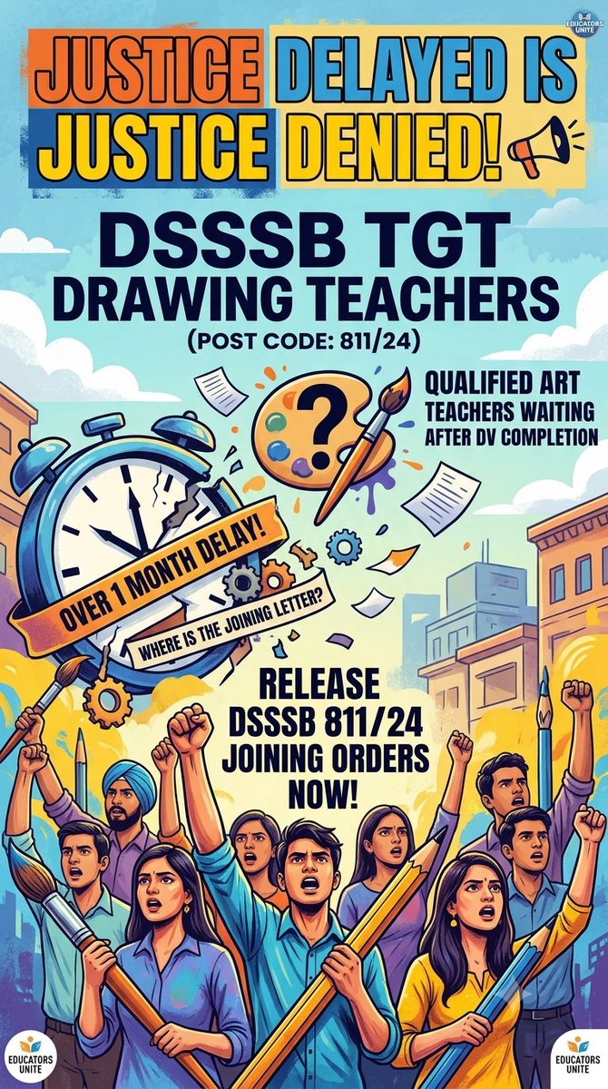 PreetiGaute3b's tweet photo. An earnest appeal to @LtGovDelhi @CMODelhi @Dir_Education 
DSSSB Drawing Teacher (811/24) candidates are still waiting for Medical &amp; Joining Letters. We are selected and ready to serve. Kindly resolve the delay and release the letters at the earliest. 
#DSSSB811_24 #DSSSBJoining https://t.co/j67N3fBmJZ