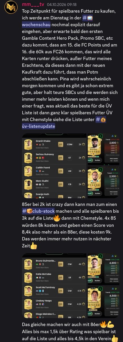 MM___TV89's tweet photo. Das sicherste Invest zu Beginn ist und bleibt Futter💪

Dazu braucht es nicht zwingend Leaks oder sonstiges, sondern nur etwas überlegen und ein Blick in die Vergangenheit lohnt sich👋

Bei uns in der SoMMunity klappt sicherlich nicht alles, aber wenn wir was machen dann können es auch alle machen💪

Und dass Futter steigt war zu 99% sicher👋

#FC27