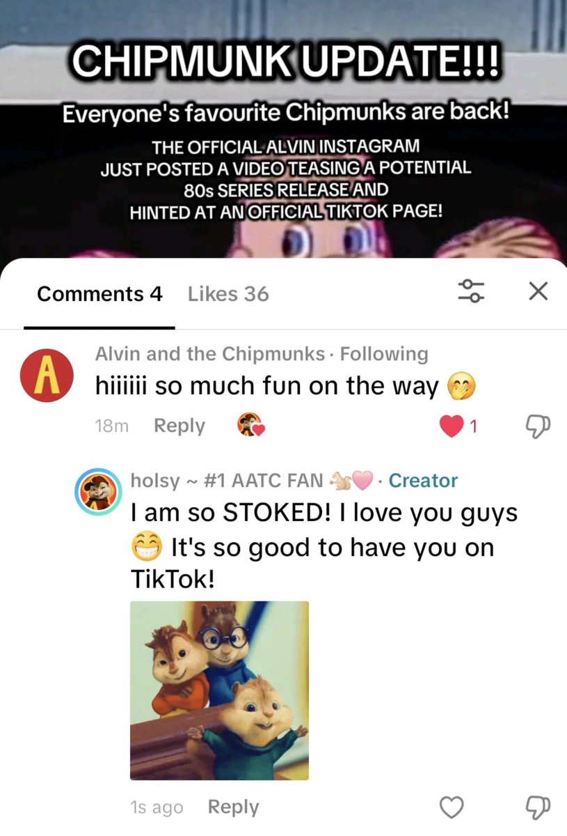 TheMunkinator's tweet photo. I love love LOVE that the @officialalvinnn accounts on FB, Instagram, TikTok and even Threads is being so active! They are kindly responding to people too. Just need them over here on X and we are all set. Something great is coming guys, I can feel it 😍❤️🙌🐿
#alvin #chipmunks https://t.co/kXxKTm8AZF