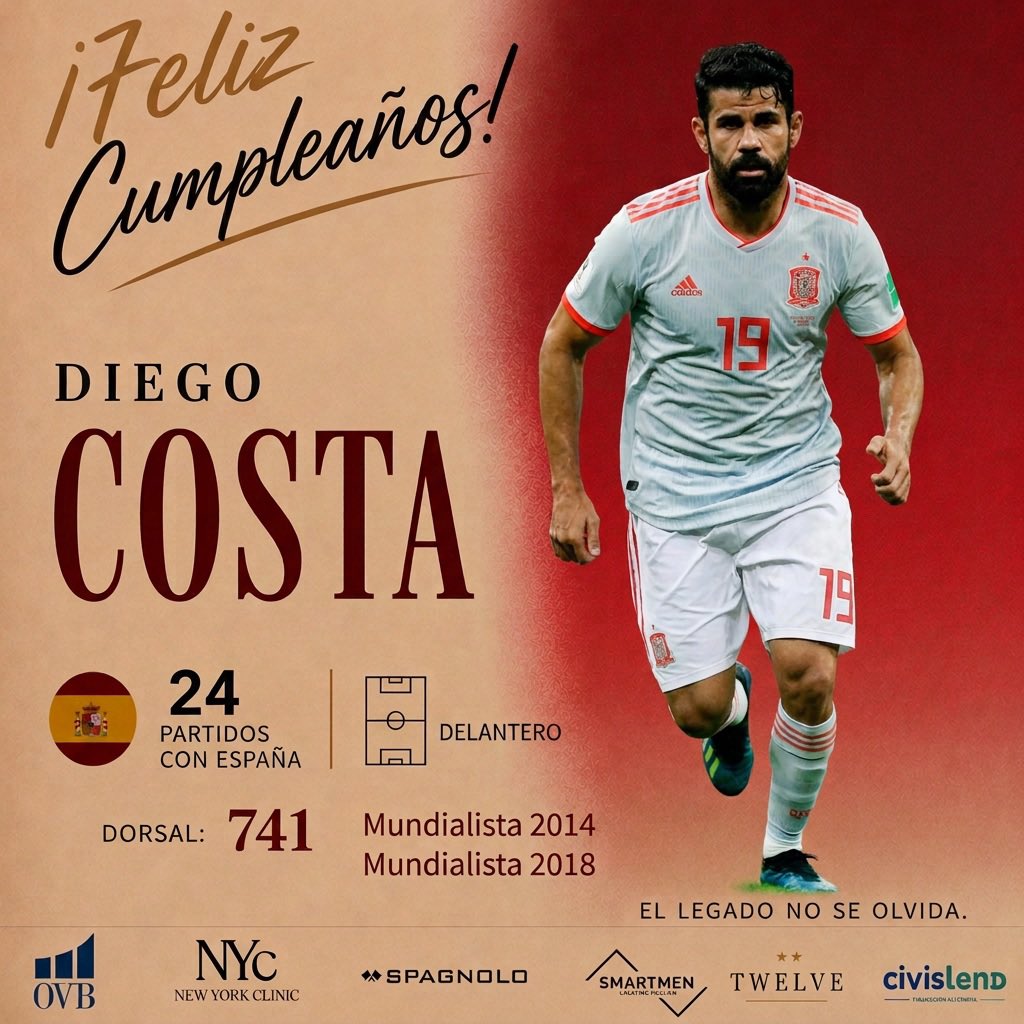 leyendasespana's tweet photo. 🇪🇸 EL LEGADO NO SE OLVIDA. SE COMPARTE
🎂 ¡Felicidades @diegocosta, felicidades Leyenda!
👕 Dorsal 741
⚽️ 24 partidos, 10 goles con @SEFutbol
📆 Debut: 05-03-2014 Madrid 
(España 1-0 Italia) https://t.co/ECBVD1jvoy