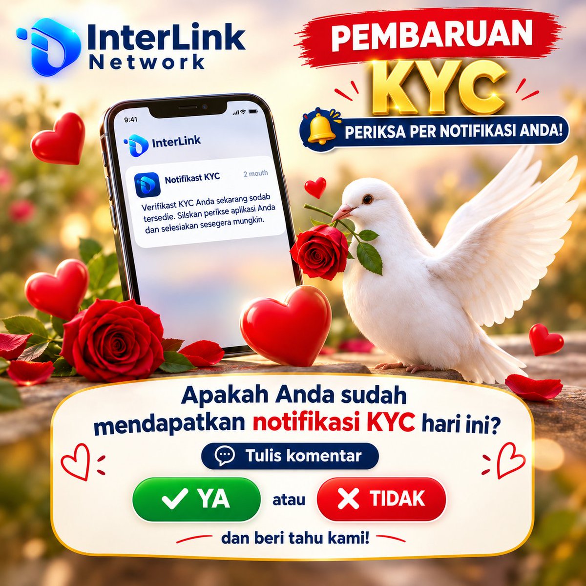 ekambaram143's tweet photo. 🔔💙 KYC UPDATE — CHECK YOUR NOTIFICATIONS! ✨
Your KYC verification prompt is now available in the InterLink app! Please check and complete it as soon as possible! 📲⚡
#InterLink #KYCUpdate #InterLinkNetwork #Crypto #Web3Security https://t.co/O3dyBt1rru